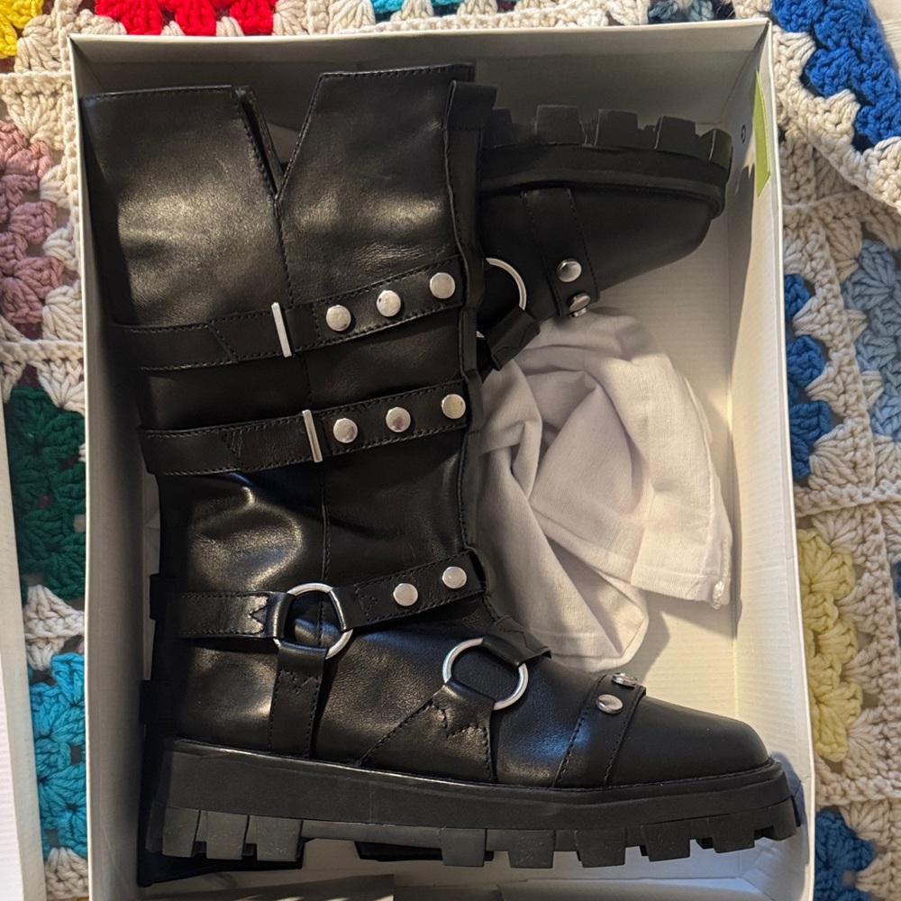 SCHUTZ Black Combat & Moto Boots - Picture 2 of 5